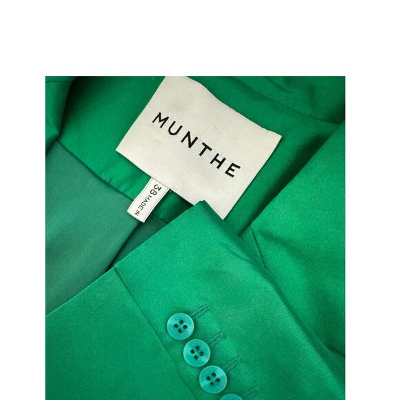 New ~ MUNTHE ~ Jaketta Green 100% Silk Oversized Blazer Size 38 US 8 ~ FALL - Picture 9 of 11